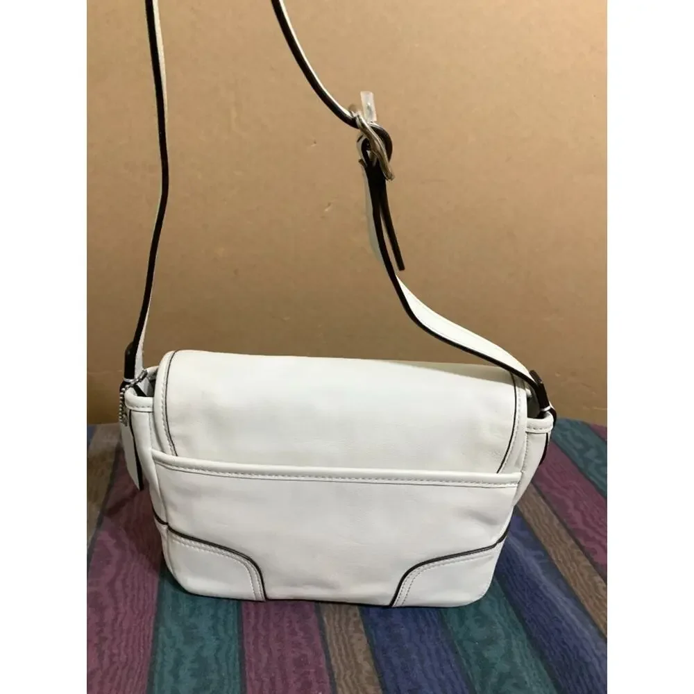 COACH HADLEY Small White Leather Buckle-Trim Field Bag Crossbody F29763